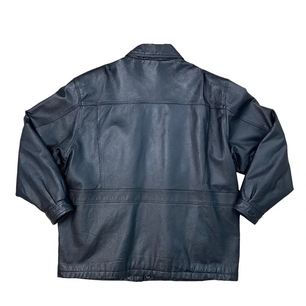 Vtg Members Only Leather Jacket Mens XL Black Quilted Lined Zip Front‎ Pockets